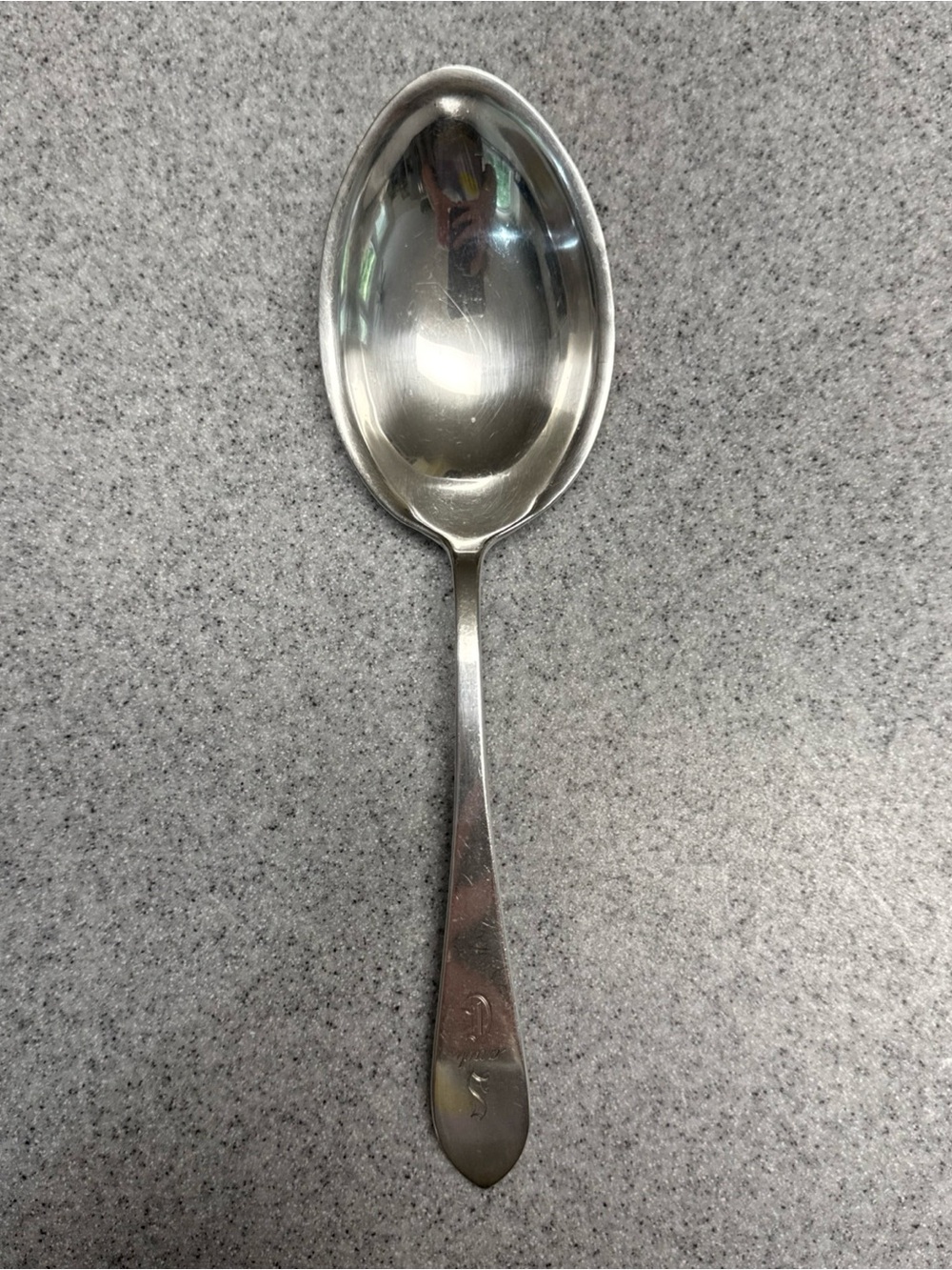Faneuil Sterling Silver Tiffany large Serving Spoon 9.75" Monogram Antique